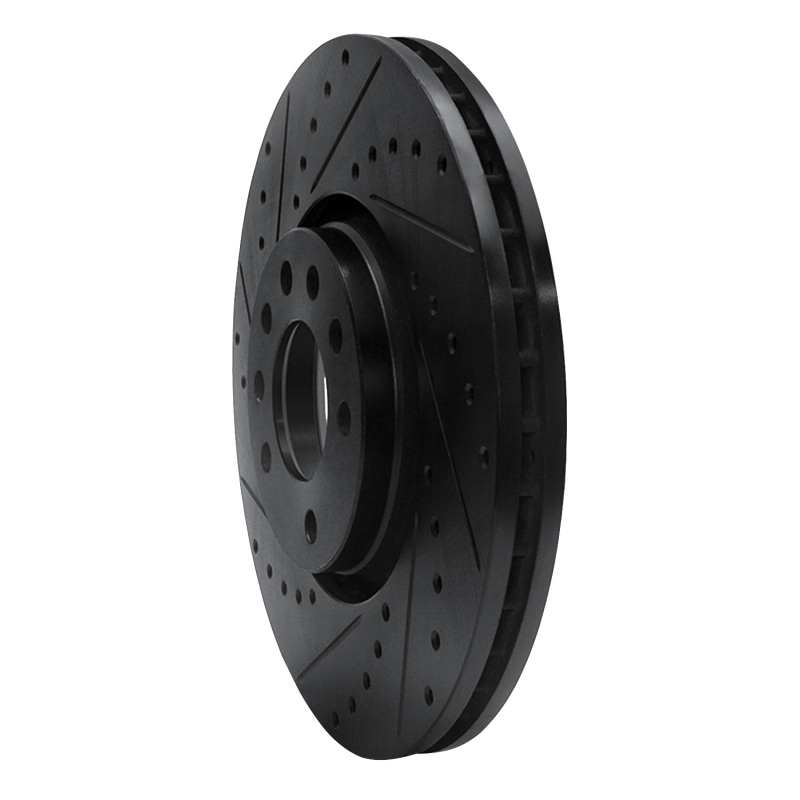 Cadillac BLS Brake Rotor (1) - Front Left - R1 Concepts - Drilled & Slotted - Black - `03-`11